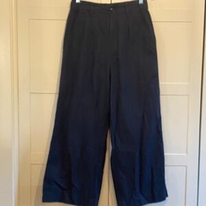 Madewell Cotton-Linen Pleated Wide-Leg Pants Petite 4